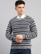 Men Grey Printed Round Neck Full Sleeve Pullover