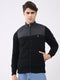 Men Black Printed T Neck Full Sleeve Jacket