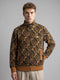 Men Orange Jacquard Turtle Neck Full Sleeve Jacket