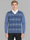 Men Brown Jacquard V Neck Full Sleeve Pullover