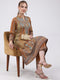 Women Mustard Printed Round Neck Full Sleeve Kurti Set for Winter
