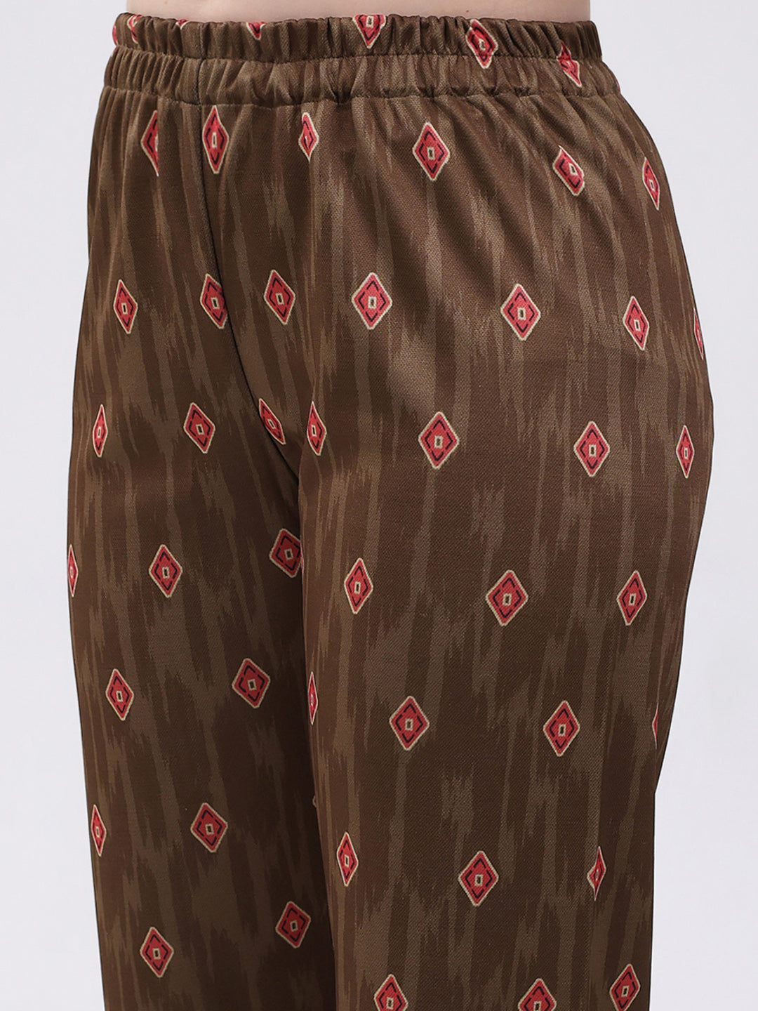 Women Multicolor Printed Round Neck Full Sleeve Kurti Set for Winter