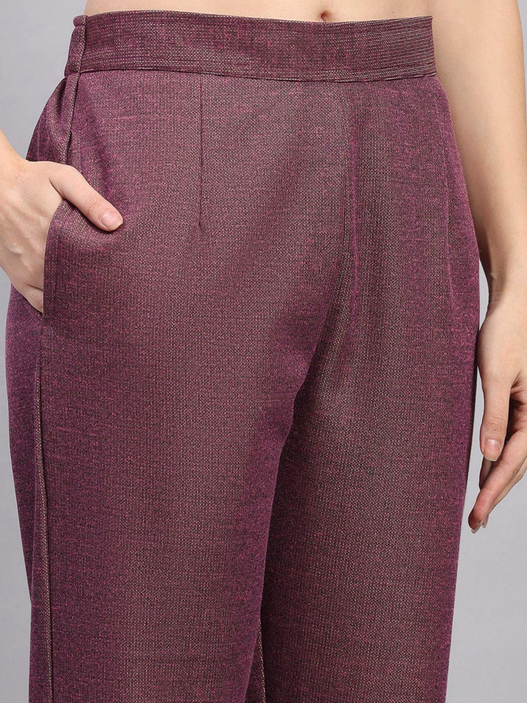 Women Brown Printed Round Neck Full Sleeve 3 Pc Kurti Set for Winter