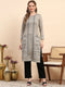 Women Beige Printed Round Neck Full Sleeve Winter Kurti