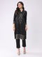 Women Black Printed Round Neck Full Sleeve Kurti Set for Winter