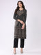 Women Green Printed V Neck Full Sleeve Kurti Set for Winter
