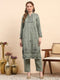 Women Green Printed Round Neck Full Sleeve Kurti Set for Winter