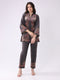 Women Grey Printed Round Neck Full Sleeve Kurti Set for Winter