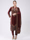 Women Maroon Printed Round Neck Full Sleeve Kurti Set for Winter