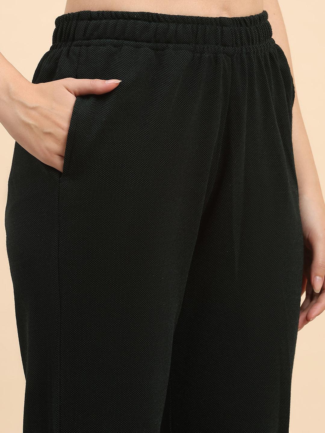 Women Green Printed Round Neck Full Sleeve 3 Pc Kurti Set for Winter