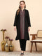 Women Black Printed Round Neck Full Sleeve Kurti Set for Winter