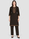 Women Brown Designer Round Neck Full Sleeve Kurtis Set for Winter