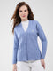 Women Purple Self Design V Neck Full Sleeve Cardigan