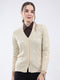 Women Beige Self Design V Neck Full Sleeve Cardigan