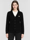 Women Black Self Design V Neck Full Sleeve Cardigan