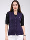 Women Purple Self Design V Neck Sleeveless Cardigan