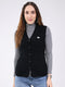 Women Black Self Design V Neck Sleeveless Cardigan
