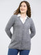 Women Grey Self Design V Neck Full Sleeve Cardigan