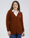 Women Rust Self Design V Neck Full Sleeve Cardigan