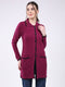 Women Magenta Self Design Collar Full Sleeve Cardigan