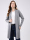 Women Grey Self Design Collar Full Sleeve Cardigan