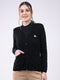 Women Black Self Design V Neck Full Sleeve Cardigan