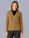 Women Camel Brown Self Design V Neck Full Sleeve Cardigan