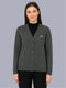 Women Grey Self Design V Neck Full Sleeve Cardigan