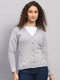 Women Grey Printed V Neck Full Sleeve Cardigan
