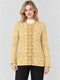 Women Yellow Designer Round Neck Full Sleeve Cardigan