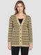 Women Beige Jacquard V Neck Full Sleeve Cardigan