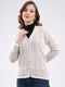 Women White Self Design V Neck Full Sleeve Cardigan