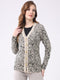 Women Black Self Design V Neck Full Sleeve Cardigan