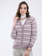 Women Multicolor Self Design V Neck Full Sleeve Cardigan