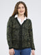 Women Green Printed V Neck Full Sleeve Cardigan