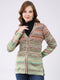 Women Multicolor Self Design V Neck Full Sleeve Cardigan