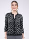 Women Black Printed Round Neck Full Sleeve Cardigan