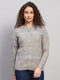 Women Purple Jaquard Round Neck Full Sleeve Cardigan