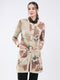 Women Beige Self Design Round Neck Full Sleeve Cardigan