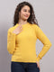 Women Yellow Printed Round Neck Full Sleeve Winter Top