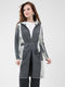Women Grey Solid Hooded Full Sleeve Cardigan