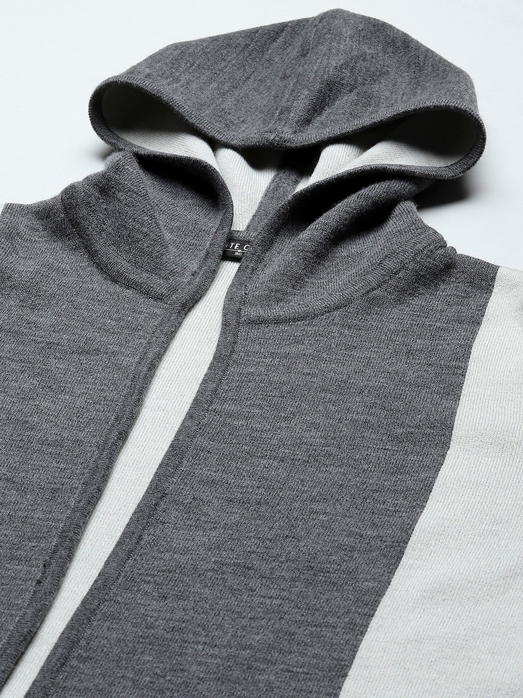 Women Grey Solid Hooded Full Sleeve Cardigan