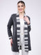 Women Grey Self Design Notch Lapel Collar Full Sleeve Cardigan