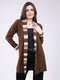 Women Brown Self Design Notch Lapel Collar Full Sleeve Cardigan