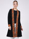 Women Black Self Design Collar Full Sleeve Cardigan