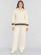 Women White Jacquard Round Neck Full Sleeve Cords Set