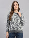 Women Light Grey Self Design Round Neck Full Sleeve Winter Top