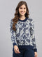 Women Multicolor Self Design Round Neck Full Sleeve Winter Top