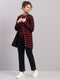 Women Navy Blue Self Design Round Neck Full Sleeve Cords Set