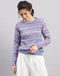 Women Light Blue Solid Round Neck Full Sleeve Winter Top